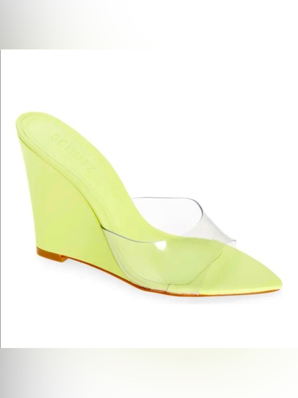Women’s SCHUTZ Luci green Vinyl wedge sandals- Size 5